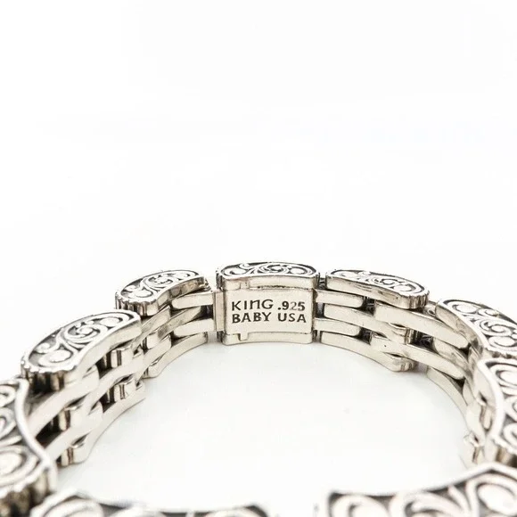 King Baby Studio Small 7 Row Rotor Link Bracelet Star Box Clasp Silver .925 - Picture 5 of 11